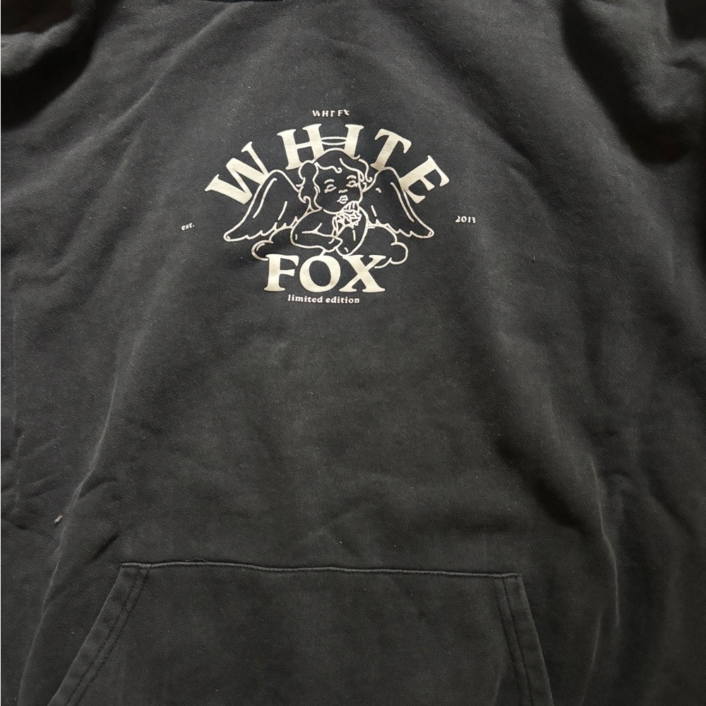 WHITE FOX Black Graphic Hoodie with Angel Logo